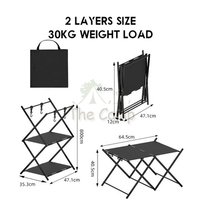 Camping Foldable Shelf Table Customizable IGT Hanging Rack Aluminum Outdoor Hanger Tripod Stand Tableware Organizer