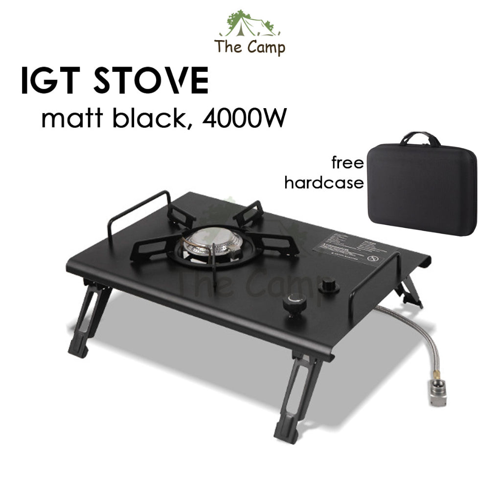 IGT Stove Matt Black 4000W Stainless Steel Copper Camping Outdoor Cooking Portable Gas Stove Folding Burner