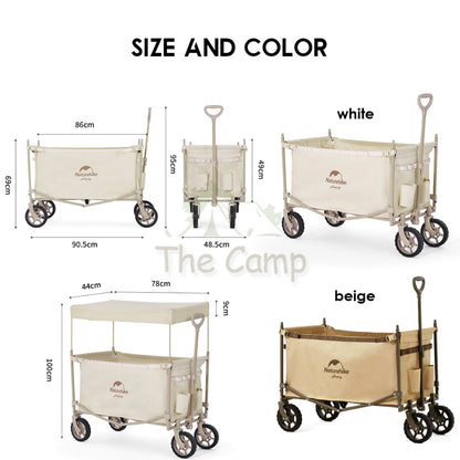 Naturehike TC07 Wagon Cart with Shade Roof 149L Camping Trolley Fast Easy Folding Table Top CNH22JU014