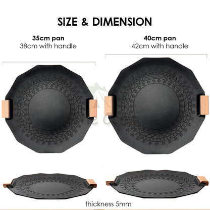 Non Stick Korean Grill Pan Korea BBQ Pan Maifan Stone Coating Coated 35cm 40cm Camping Cooking Stove Bag Go Peak GoPeak