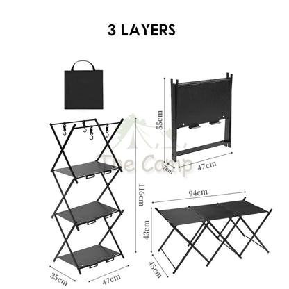 Camping Foldable Shelf Table Customizable IGT Hanging Rack Aluminum Outdoor Hanger Tripod Stand Tableware Organizer