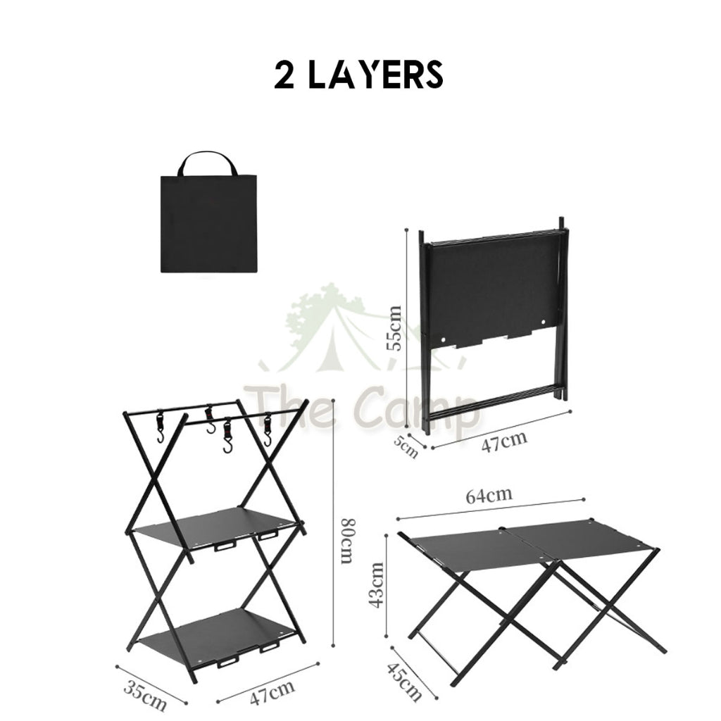 Camping Foldable Shelf Table Customizable IGT Hanging Rack Aluminum Outdoor Hanger Tripod Stand Tableware Organizer