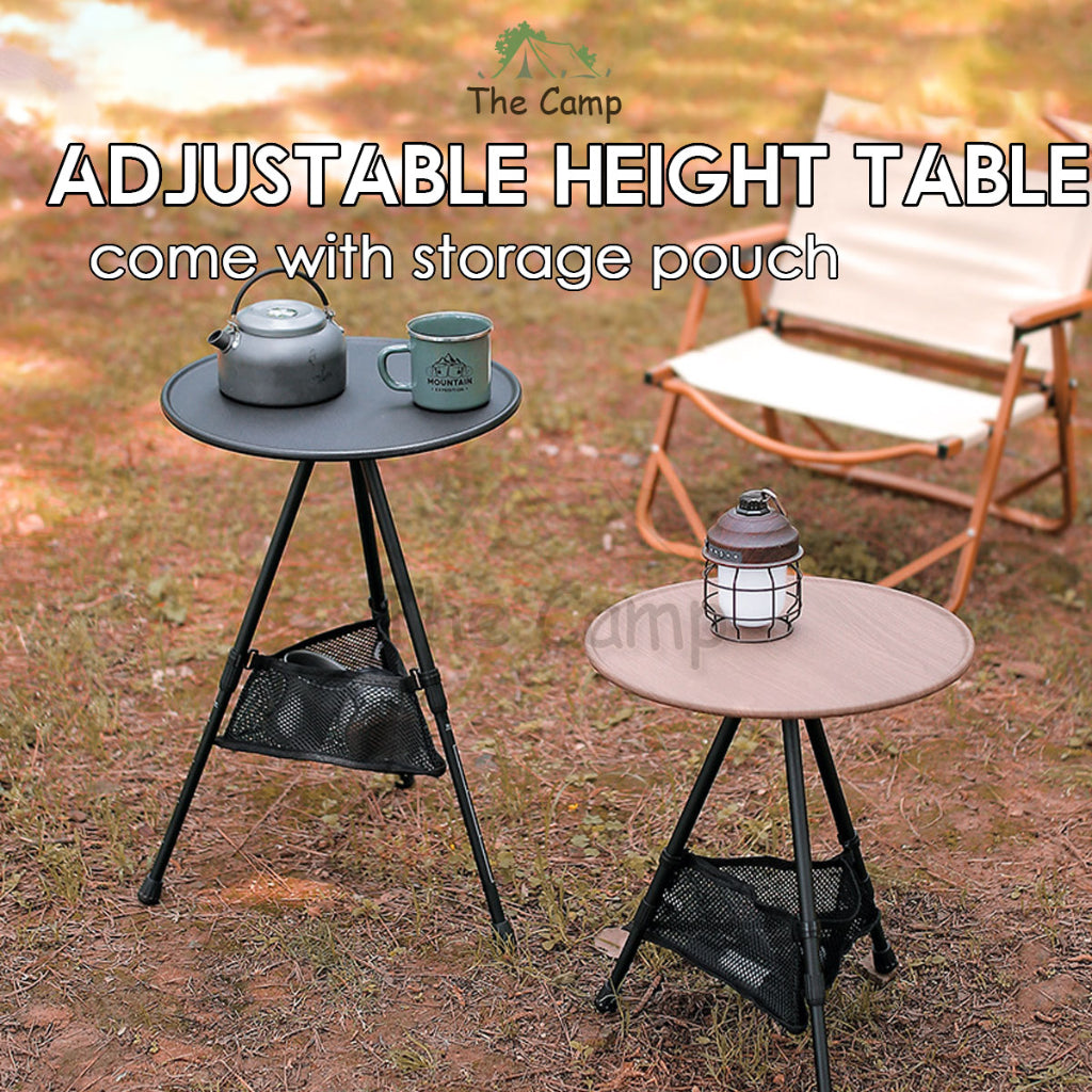 Adjustable Height Camping Small Round Table Picnic Aluminium Alloy ABS Stool Chair Tent Flysheet Tarp Pole Nail Peg Rope