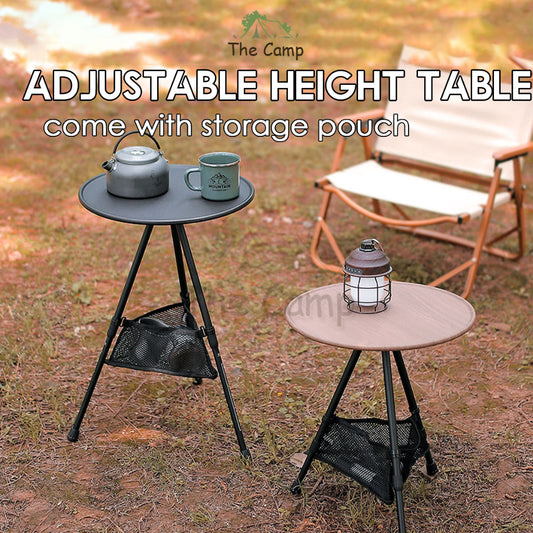 Adjustable Height Camping Small Round Table Picnic Aluminium Alloy ABS Stool Chair Tent Flysheet Tarp Pole Nail Peg Rope