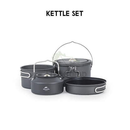 Naturehike 4 in 1 Aluminium Cookware Set Cooking Set Pot Set Kettle Pan Pot Camping Outdoor Picnic CNH22CJ002