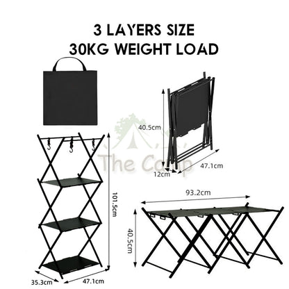 Camping Foldable Shelf Table Customizable IGT Hanging Rack Aluminum Outdoor Hanger Tripod Stand Tableware Organizer