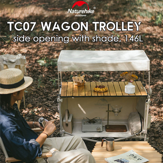 Naturehike TC07 Wagon Cart with Shade Roof 149L Camping Trolley Fast Easy Folding Table Top CNH22JU014