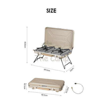Naturehike Portable Suitcase Double Head Furnace Gas Stove Foldable 2500W Outdoor Camping Folding Burner BBQ CNH22CJ046