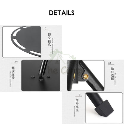 Aluminium Round Table with Lamp Pole Camping Outdoor Adjustable Height Table Foldable Folding Portable