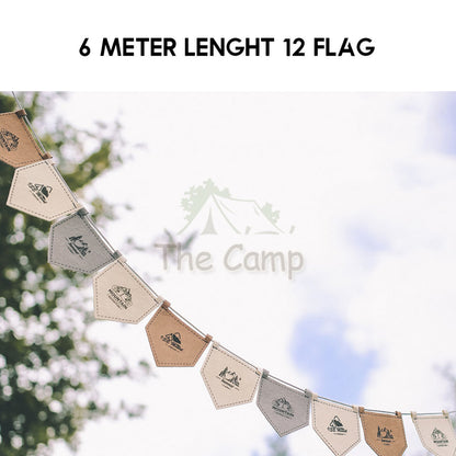 Outdoor Felt Camping Flag Decoration Tent Khemah Deco Triangle Equipment Flags Nail Rope Bag Pole Hanging Strap