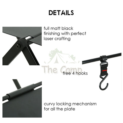 Camping Foldable Shelf Table Customizable IGT Hanging Rack Aluminum Outdoor Hanger Tripod Stand Tableware Organizer