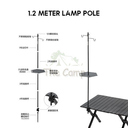 Blackdog Light Stand Double Hook Lamp Pole Aluminum Camping Light Optional Bracket Hexagonal Tray Shelf BD-DJ001