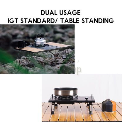 IGT Stove Matt Black 4000W Stainless Steel Copper Camping Outdoor Cooking Portable Gas Stove Folding Burner