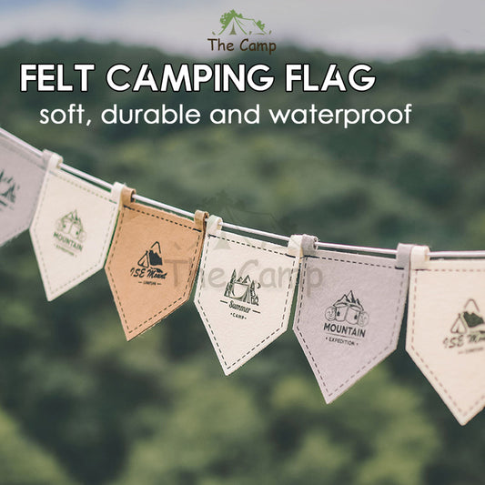 Outdoor Felt Camping Flag Decoration Tent Khemah Deco Triangle Equipment Flags Nail Rope Bag Pole Hanging Strap