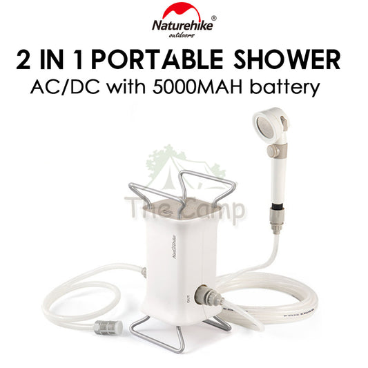 Naturehike 2 In 1 Portable Camping Shower Pump Ultralight Electronic Bath Shower Car Wash Waterproof NH20SJ018