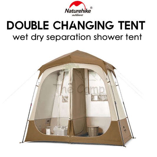 Naturehike Outdoor Double Changing Shower Tent Camping Wet Dry Separation Travel Bathroom Portable Toilet NH22ZP006