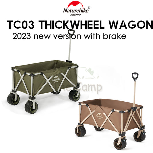 Naturehike Camping Portable TC03 Wagon Cart with Brake 10cm Thick Wheel 7 Inch 140L Litre Fast Easy Folding Trolley