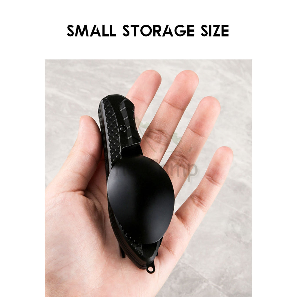 Foldable 3 in 1 Cutlery Set Stainless Steel Outdoor Camping Spoon Fork Knife Tableware Kitchenware Bottle Opener Black