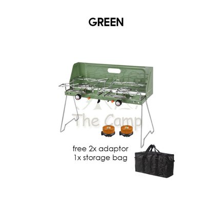 Double Head Stove Outdoor Camping Foldable Double Gas Burner Furnace Standing Portable Folding Dapur