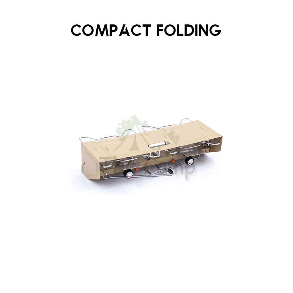 Double Head Stove Outdoor Camping Foldable Double Gas Burner Furnace Standing Portable Folding Dapur