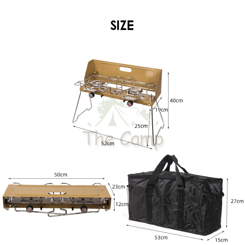 Double Head Stove Outdoor Camping Foldable Double Gas Burner Furnace Standing Portable Folding Dapur