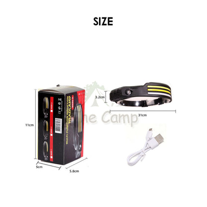 COB Headlamp with Motion Sensor USB LED Spotlight Camping Outdoor Hiking Head Lamp Waterproof Running Fishing Light