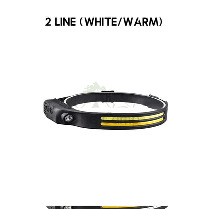 COB Headlamp with Motion Sensor USB LED Spotlight Camping Outdoor Hiking Head Lamp Waterproof Running Fishing Light