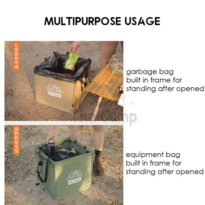 Foldable Standing Bag 64L Large Outdoor Camping Rubbish Garbage Rack Laundry Bags Black Folding Compact Size Garbage