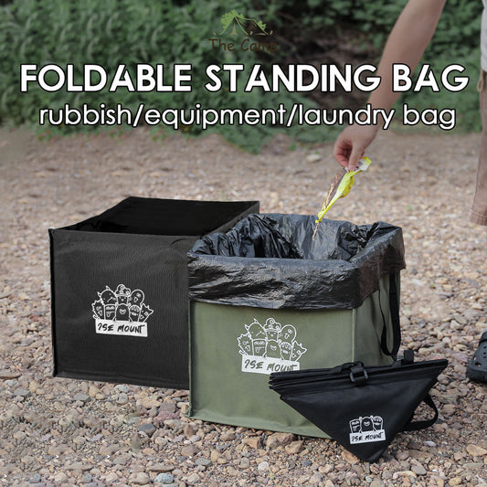 Foldable Standing Bag 64L Large Outdoor Camping Rubbish Garbage Rack Laundry Bags Black Folding Compact Size Garbage