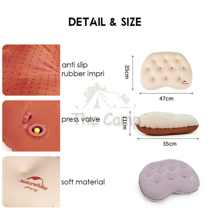 Naturehike Sponge Filled Air Pillow Inflatable Soft Outdoor Camping Silent Soundless Inflate Travel Air Bed CNH22DZ011