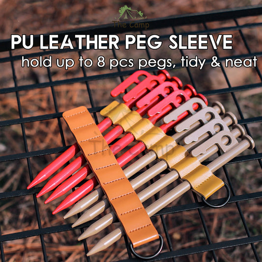 Camping Tent Nail Peg Holder Sleeve PU Leather 20cm 30cm 40cm Sleeve Organizer
