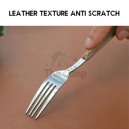 PU Leather Table Mat Anti Scratch Dirt Waterproof Box Mat Camping Outdoor Protector Eggroll Tableware Aluminium Wood