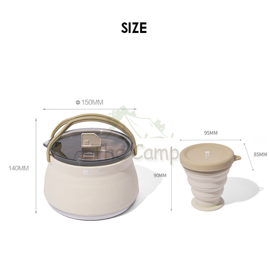 Mobi Garden Foldable Silicone Kettle Cup Outdoor Camping Portable Stainless Steel Teapot Retractable Water NX23666015
