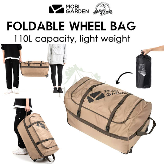 Mobi Garden Folding Wheel Bag 110L Luggage Equipment Storage Bag Outdoor Camping Khaki Picnic NX20664011