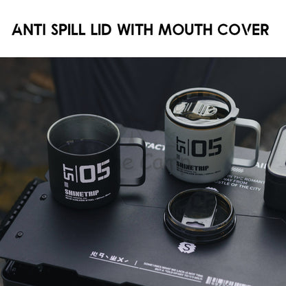 Shinetrip 05 Series 350ML Tactical Double Layer Cup with Lid & Handle Outdoor Camping 304 Stainless Steel Mug
