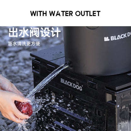 BlackDog Camping Foldable Bucket Black Portable Waterproof Round 20L Litre Water Container Pail Wash Basin CBD2450CF011