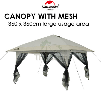 Naturehike Quick Opening Canopy with Mesh Outdoor Camping Event Automatic Awning Shelter Dome Tent Sunshade CNK2300ZP015