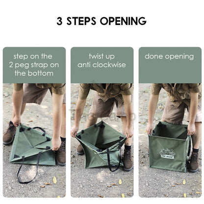 Foldable Standing Bag 64L Large Outdoor Camping Rubbish Garbage Rack Laundry Bags Black Folding Compact Size Garbage