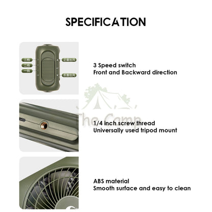 Naturehike USB Fan Camping Outdoor Rechargable Two Way Direction Forward Backward Variable Speed 3 Speed