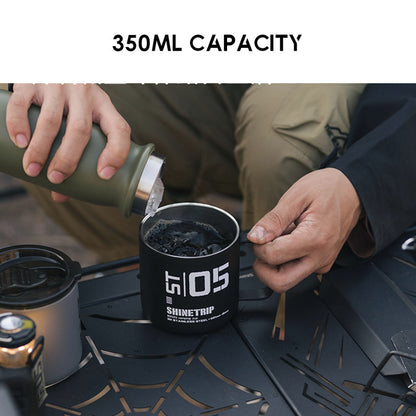 Shinetrip 05 Series 350ML Tactical Double Layer Cup with Lid & Handle Outdoor Camping 304 Stainless Steel Mug