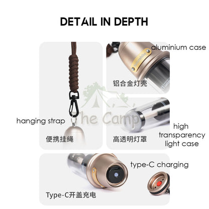 Naturehike Lanyard Vintage Light Retro Lamp IPX4 Outdoor Camping LED Lantern Black Warm White Hanging Strap CNK2350ZM010