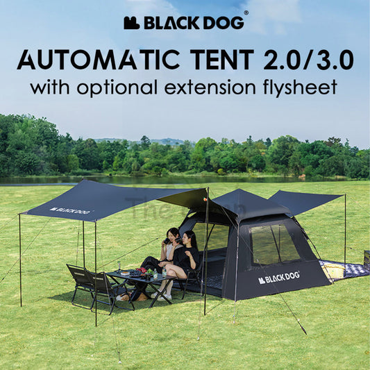 Blackdog Automatic Tent 2.0 3.0 v3 Black Coating Auto Pop Up Camping Outdoor Flysheet Pole Nail Rope CBD2450WS030