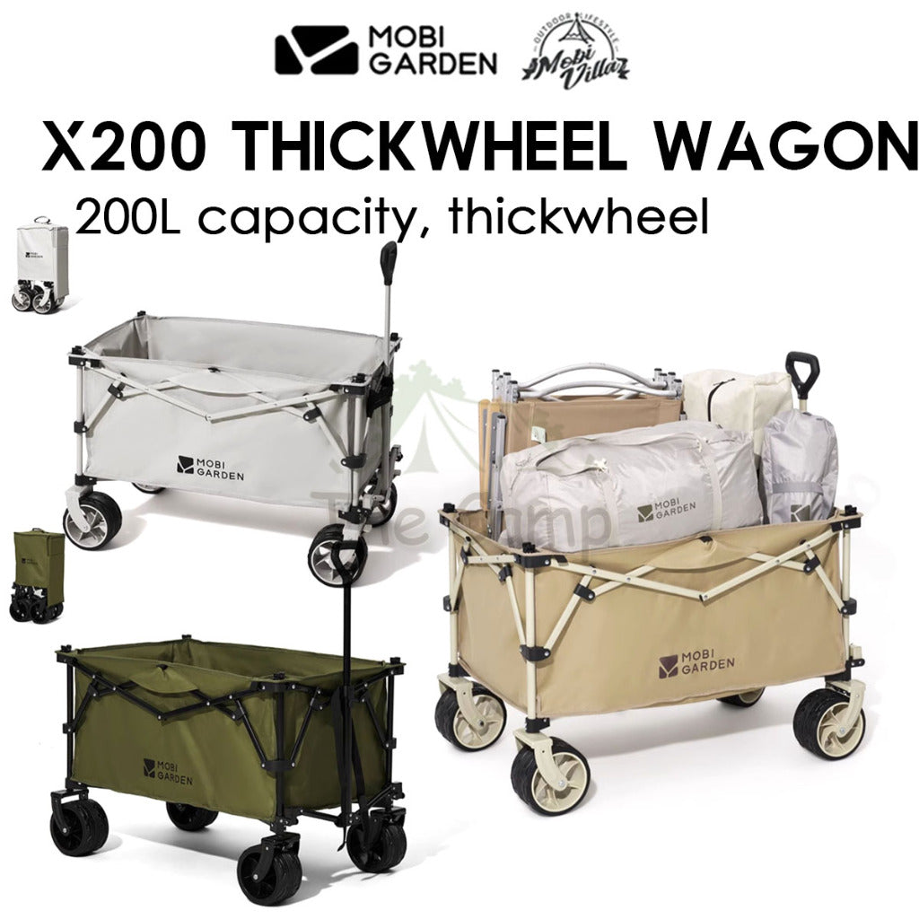Mobi Garden X200 Trolley Wagon Cart 200L 10cm Thick Wheel 7 Inch Camping Portable Table Top NX23689007