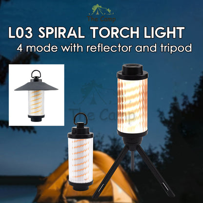 L03 Spiral Torch Light Camping Outdoor Hanging LED Lantern White Laser Atmosphere Lamp Hiking Breathing High Brightness