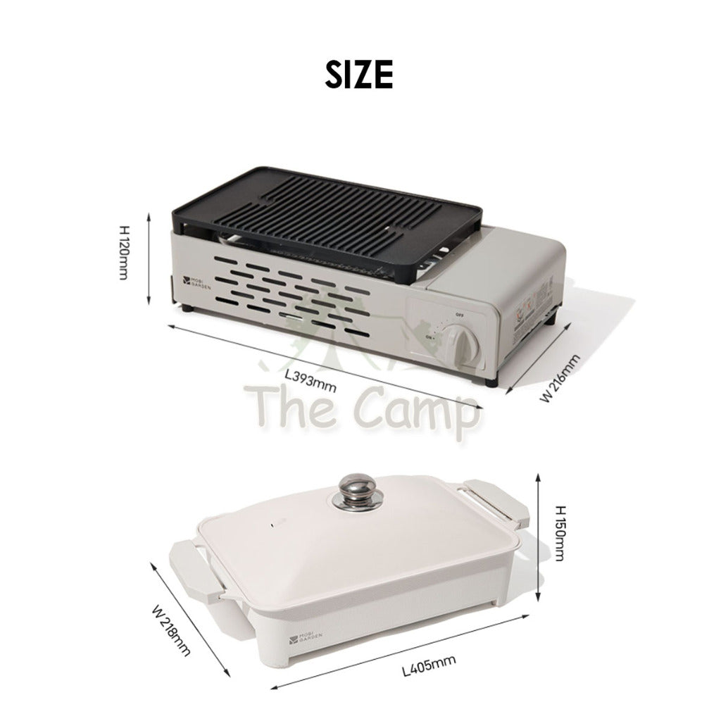 Mobi Garden Multipurpose Stove Gas Cassette Hotpot Camping BBQ Grill Pan Hot Pot Set Cooking Cookware NX23687005