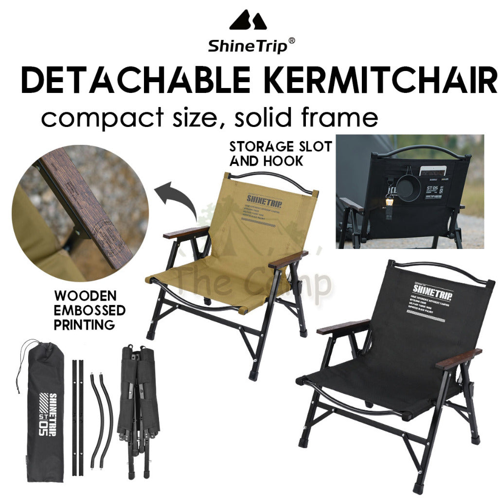 Shinetrip 05 Series Detachable Kermit Chair Tactical Back Support Heavy Duty Outdoor Camping Portable Black Khaki