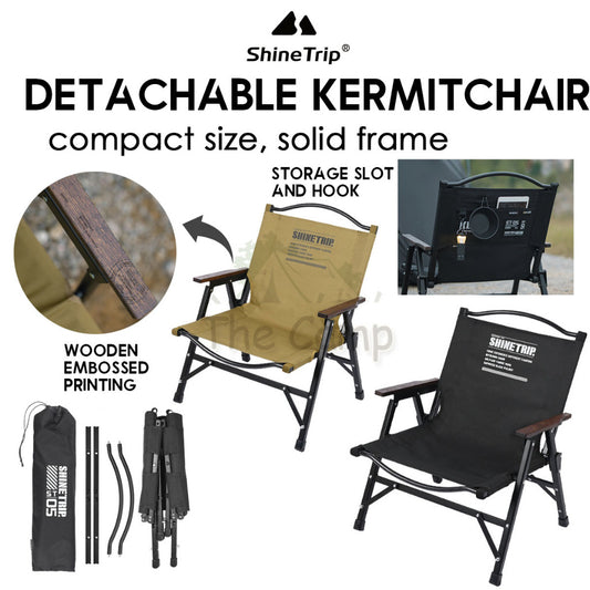 Shinetrip 05 Series Detachable Kermit Chair Tactical Back Support Heavy Duty Outdoor Camping Portable Black Khaki
