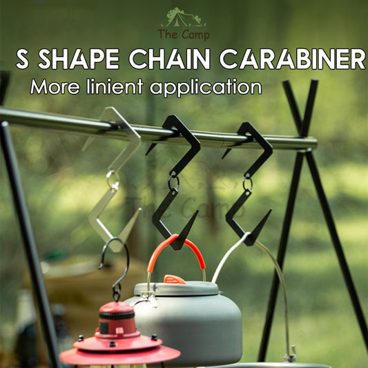S Shape Chain Carabiner Foldable Camping Outdoor Heavy Duty Durable Flexible Foldable Stainless Steel Two Way Hook