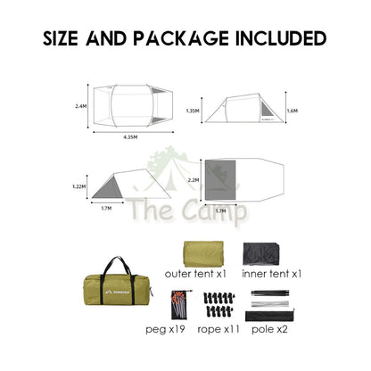 Shinetrip 05 Series Tunnel Tent 1 Room 1 Living Hall Extendable Tarp Camping Outdoor Tactical Black Khaki Army Green