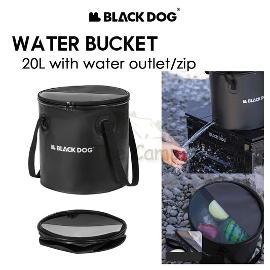 BlackDog Camping Foldable Bucket Black Portable Waterproof Round 20L Litre Water Container Pail Wash Basin CBD2450CF011